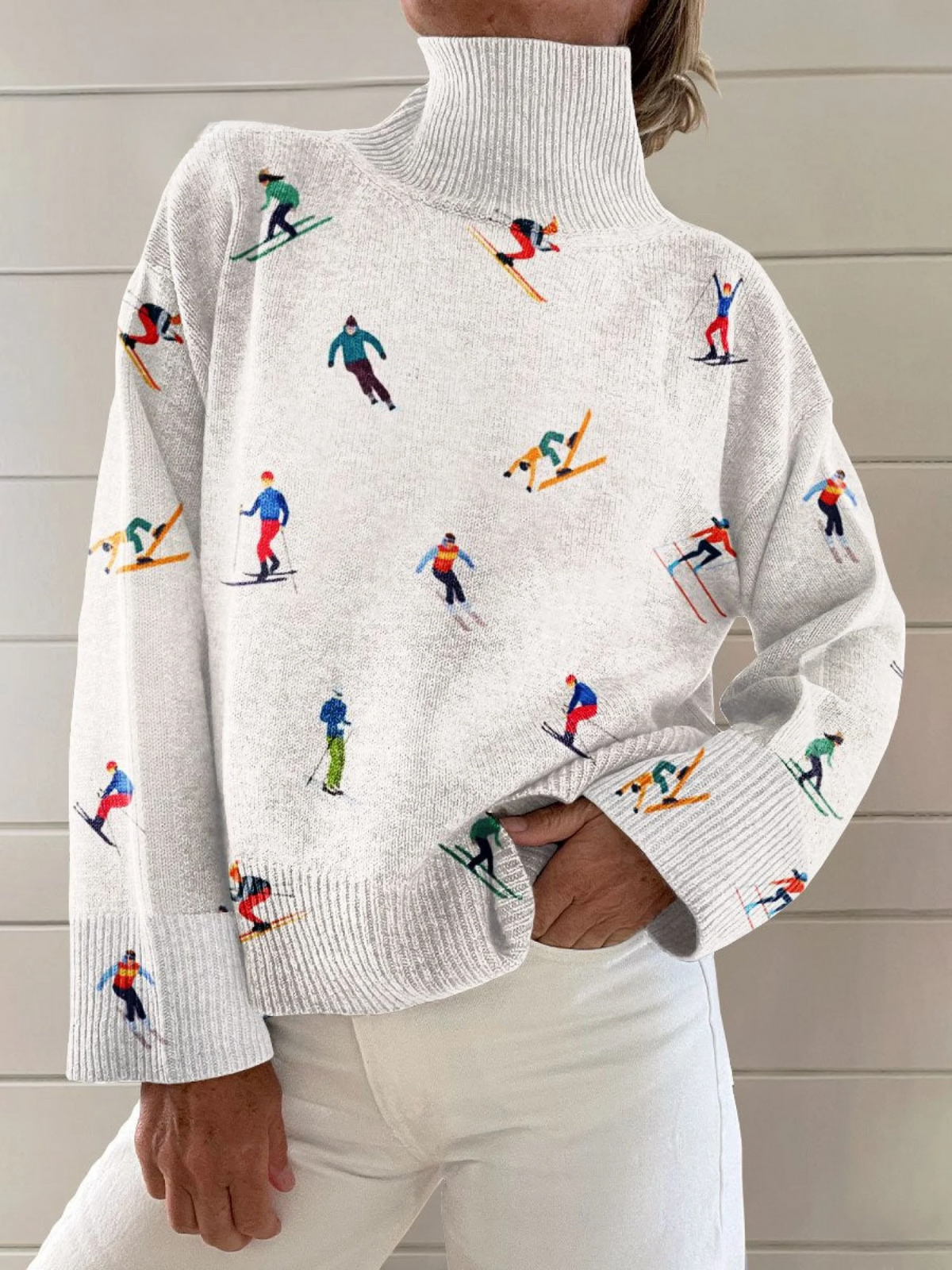 Karina | Stylish Vintage Winter Sweater with Trendy Ski Pattern