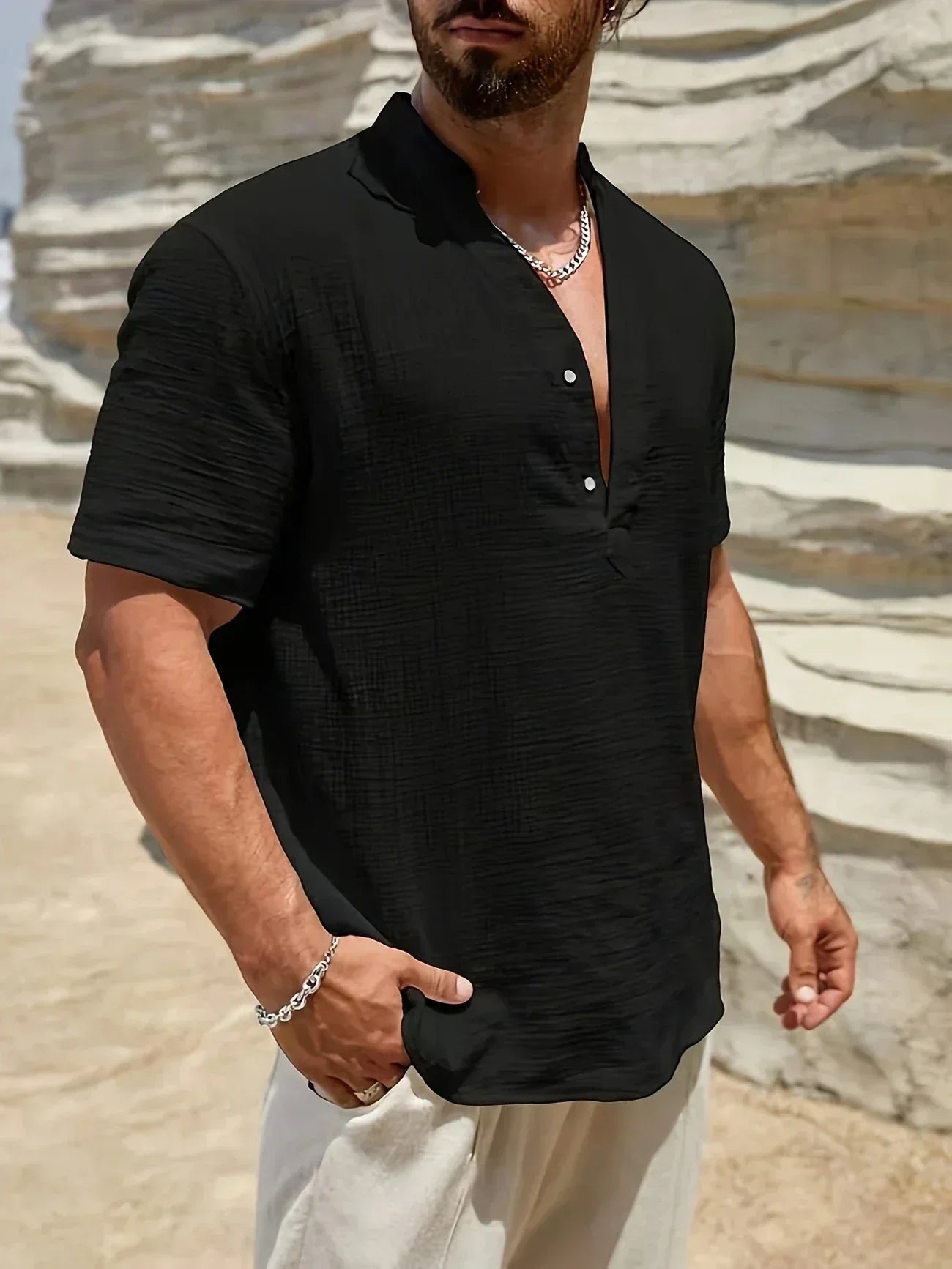 Lenoir™ | Elegant Summer Shirt with High Collar