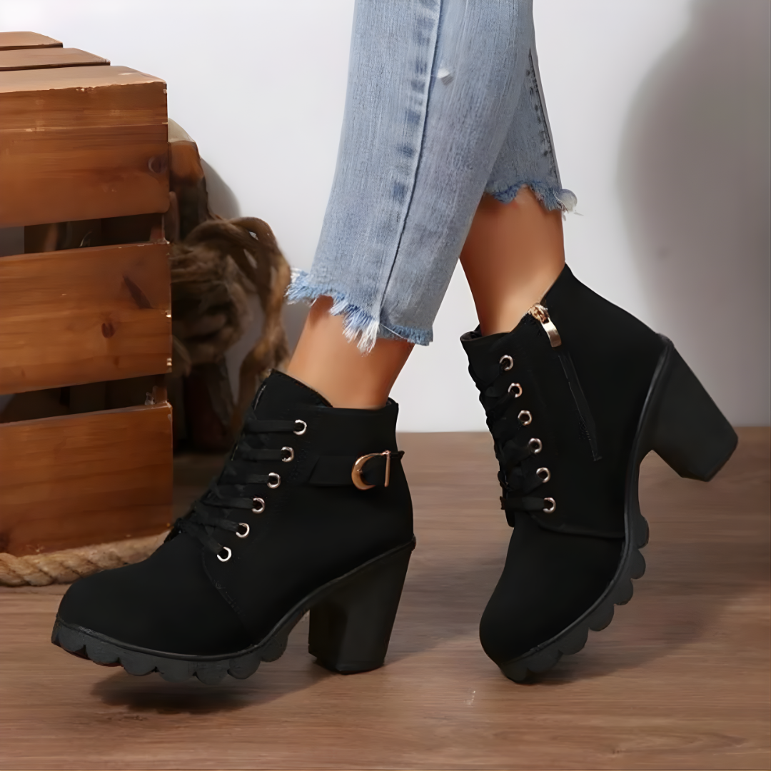 Joanne | Lace-Up Buckle Ankle Boots