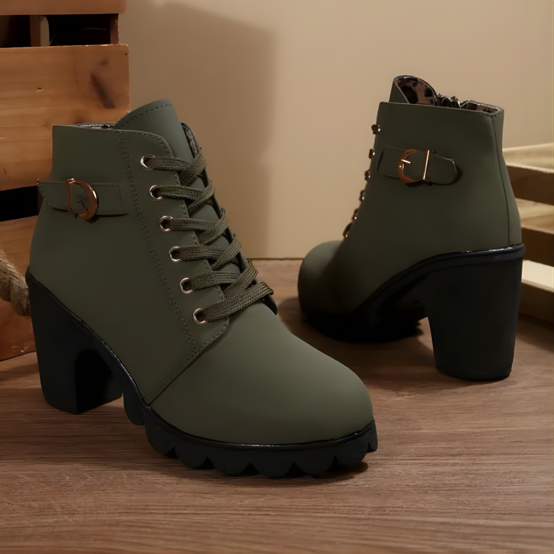 Joanne | Lace-Up Buckle Ankle Boots
