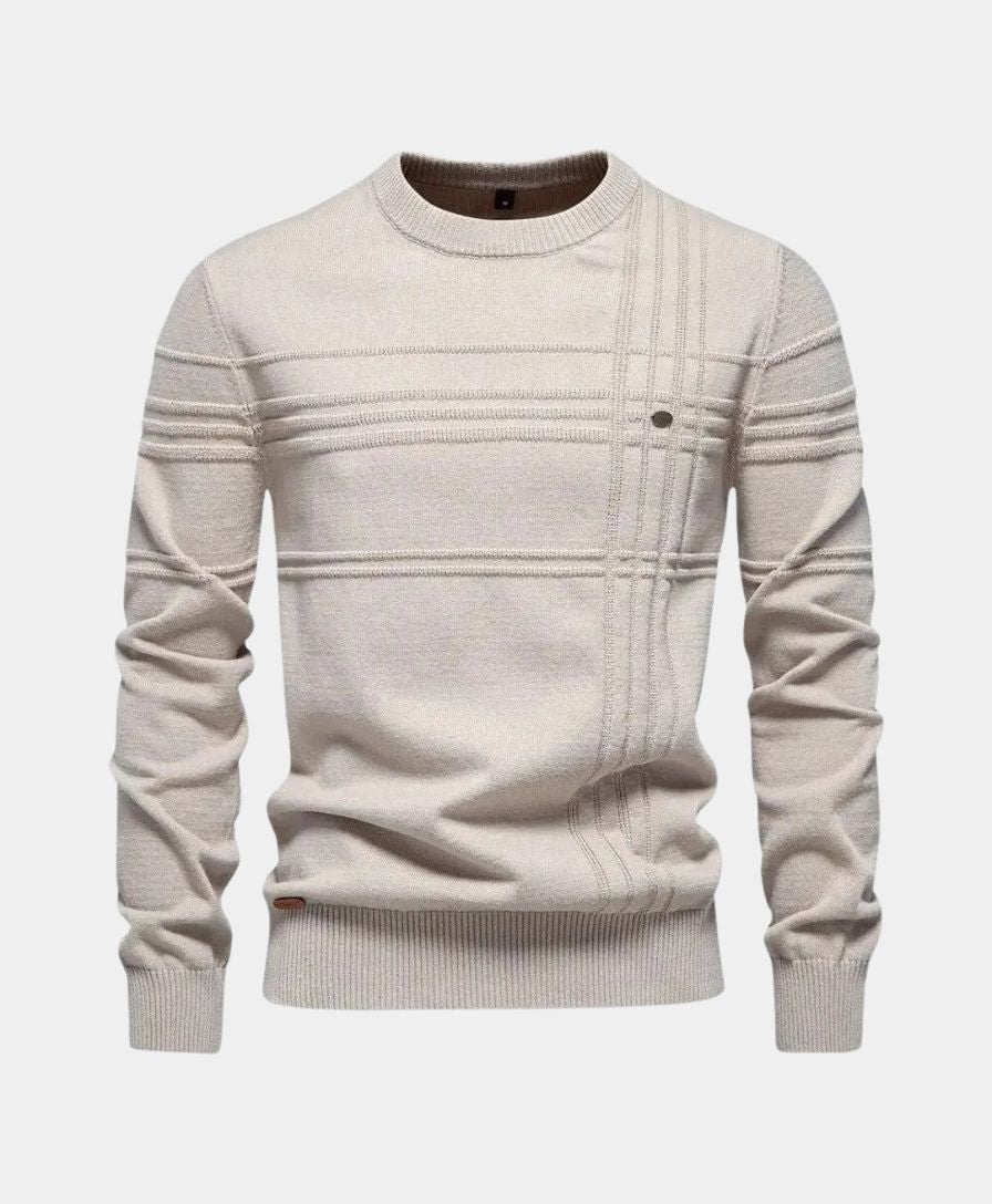 Knitted Striped Cotton Sweater - Alder & Voss