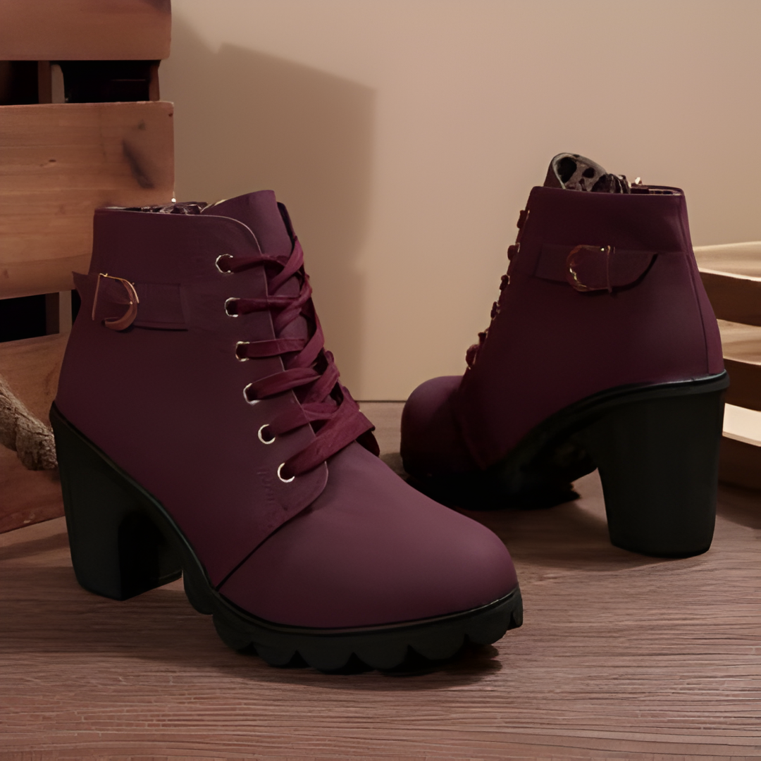 Joanne | Lace-Up Buckle Ankle Boots