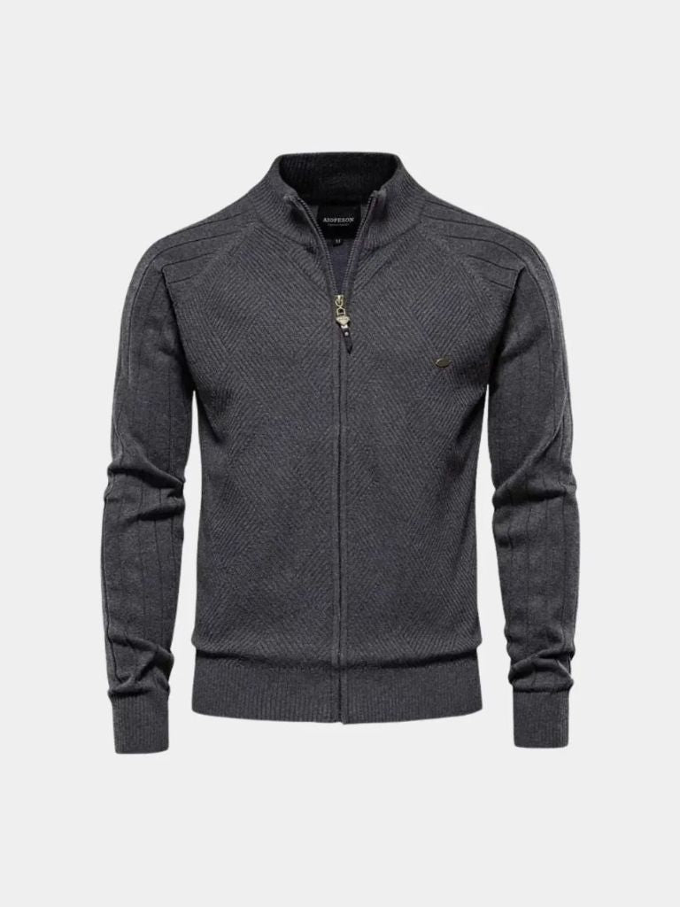 Simple Jacquard Zip Sweater - Alder & Voss