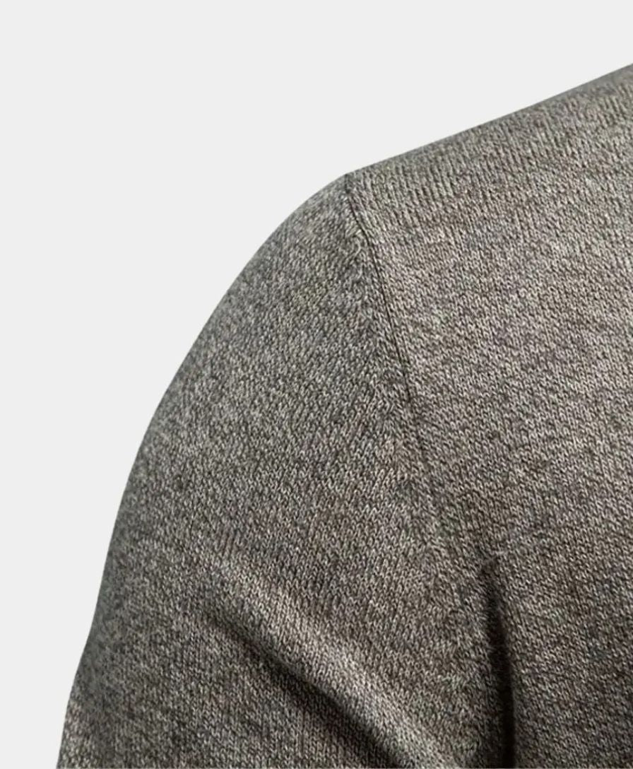 Knitted Cotton Sweater with High Collar - Alder & Voss