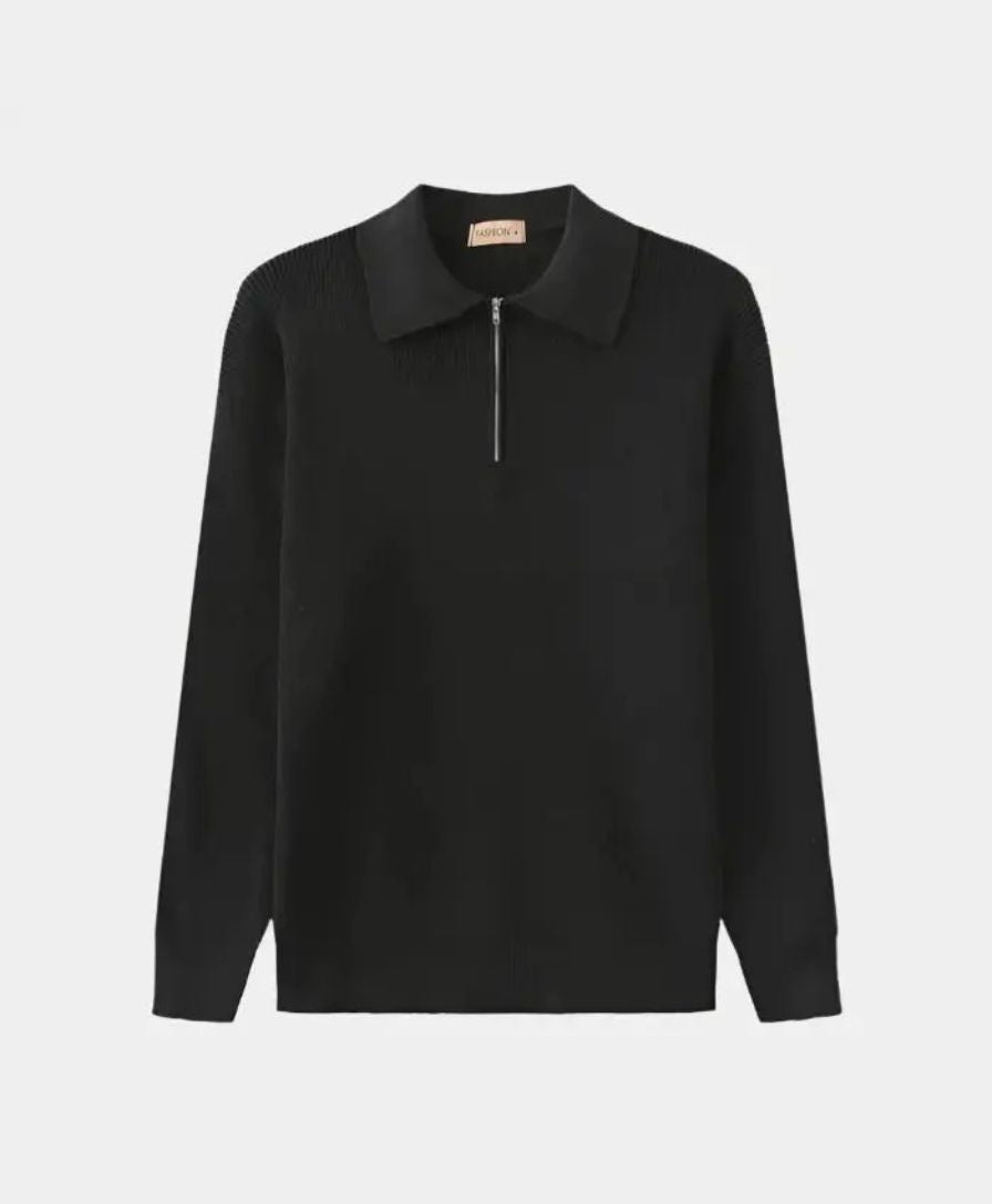 Essential Sweater with Zipped Polo - Alder & Voss