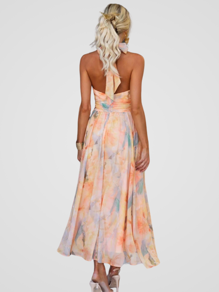 PEACH FLOWER DRESS
