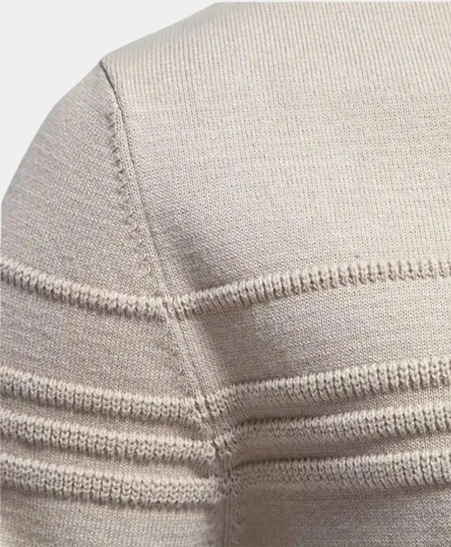 Knitted Striped Cotton Sweater - Alder & Voss