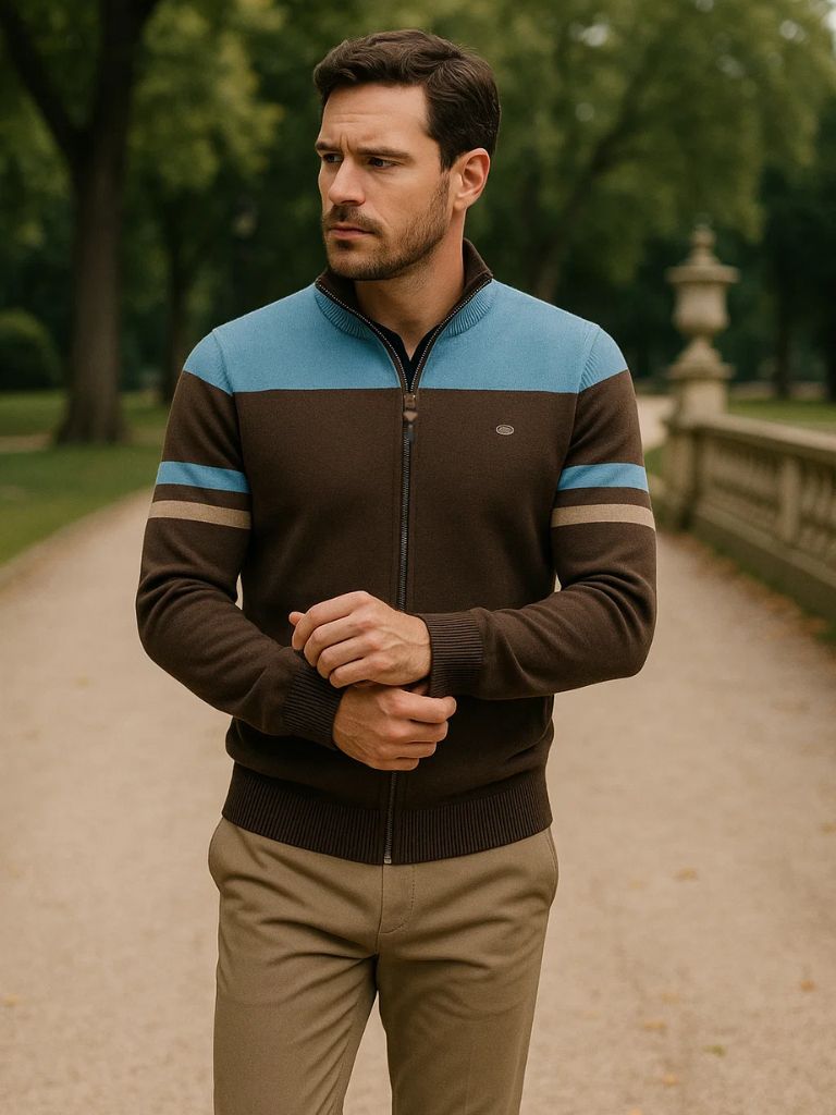 Cardigan Sweater Zipper Standing Collar Knitwear - Alder & Voss