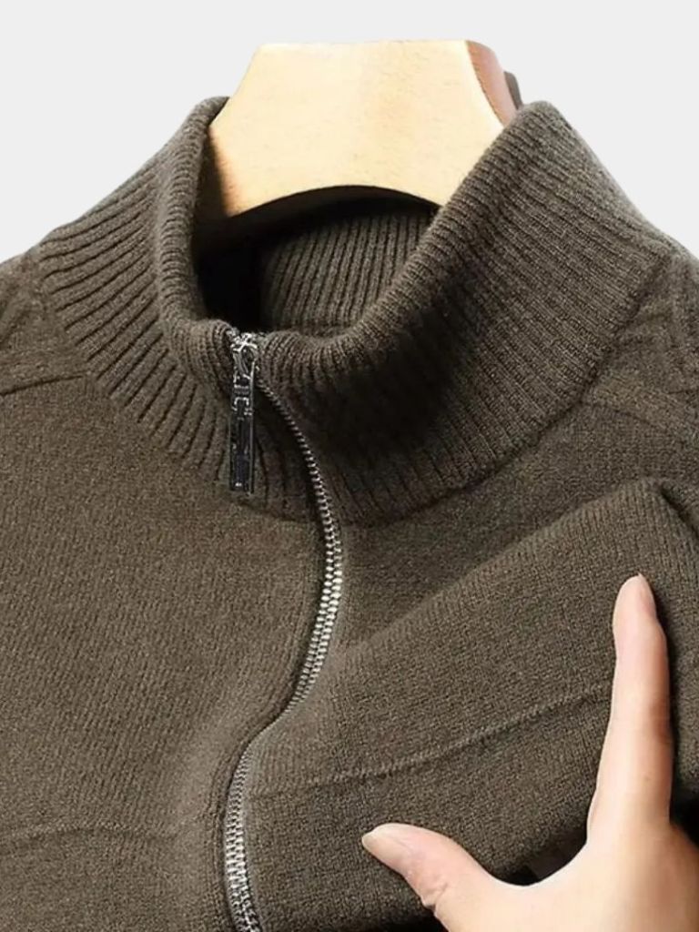 Cashmere Zip Sweater Knit Turtleneck - Alder & Voss