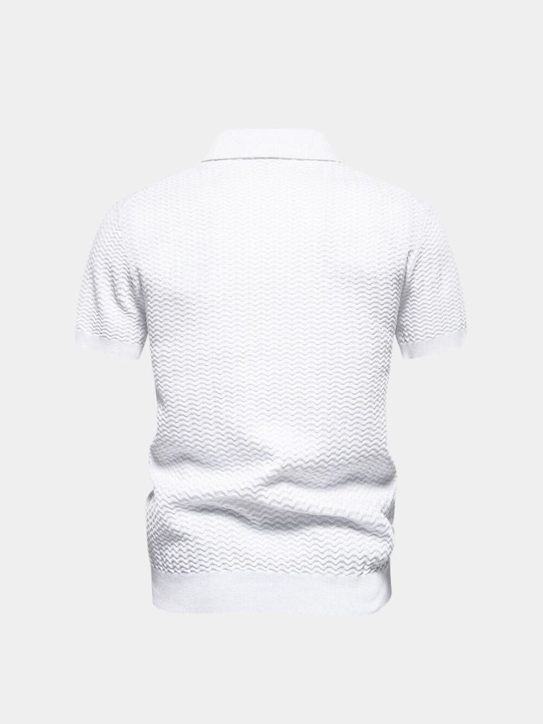 Classic Fitted Polo with Zip Collar and Short Sleeves - Alder & Voss