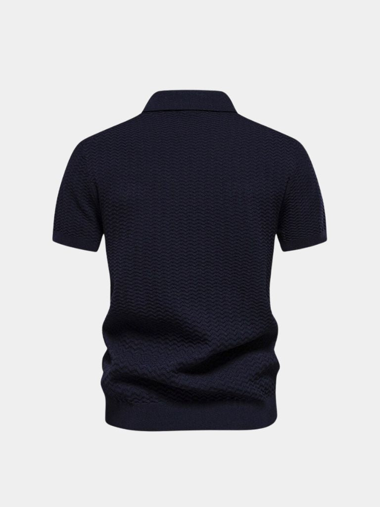 Classic Fitted Polo with Zip Collar and Short Sleeves - Alder & Voss