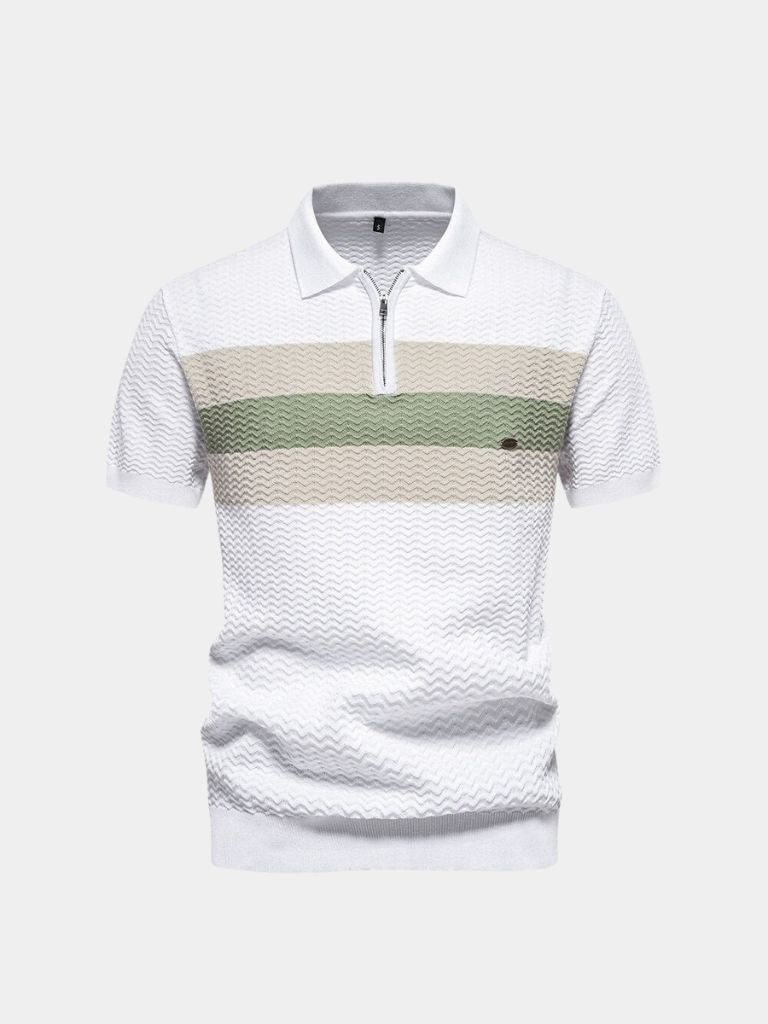 Classic Fitted Polo with Zip Collar and Short Sleeves - Alder & Voss