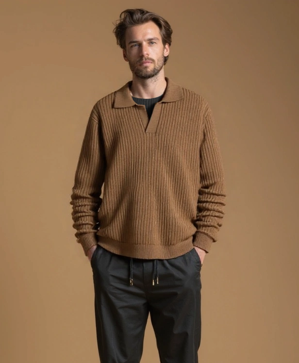 Polyester Sweater with V-Neck - Alder & Voss
