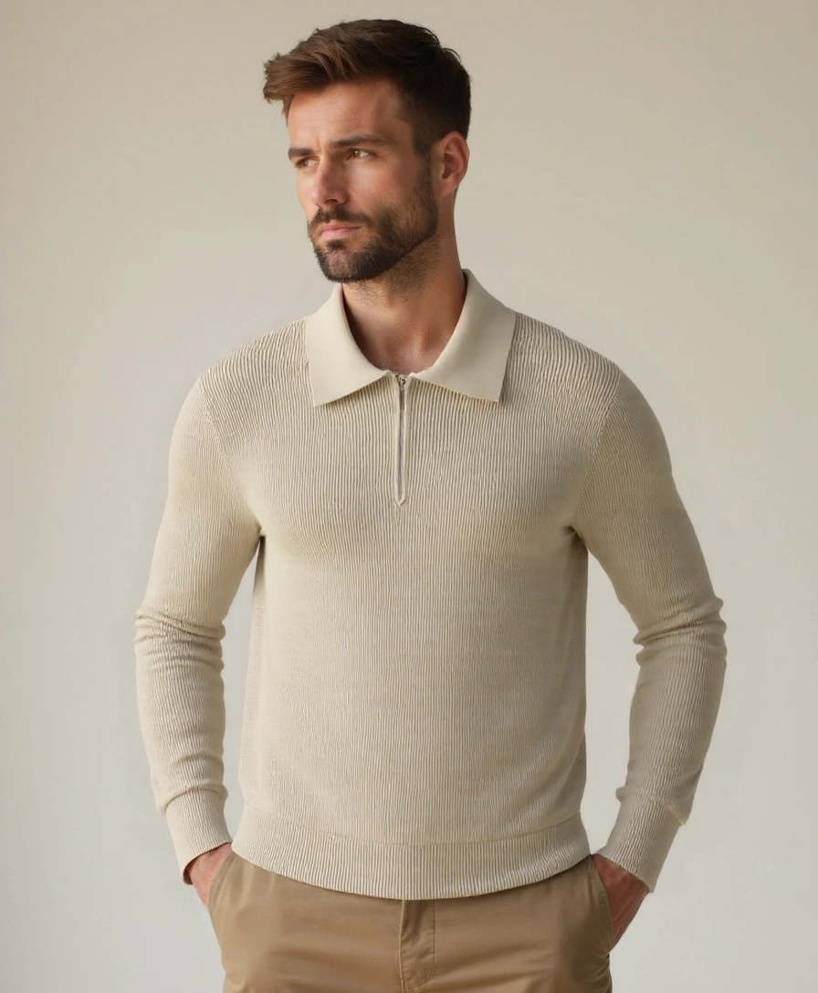 Essential Sweater with Zipped Polo - Alder & Voss