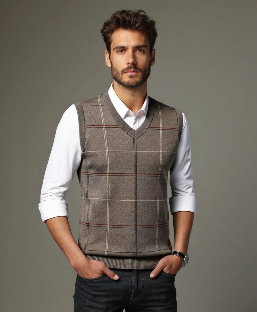 Kinit Plaid Academic Vest - Alder & Voss