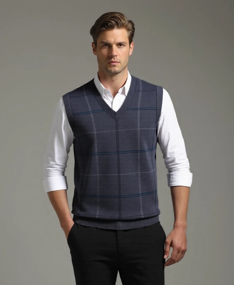 Kinit Plaid Academic Vest - Alder & Voss