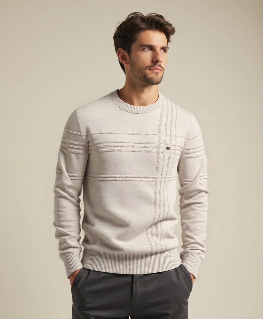 Knitted Striped Cotton Sweater - Alder & Voss