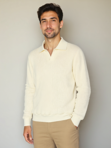 Men's V-Neck Polo Sweater - Alder & Voss