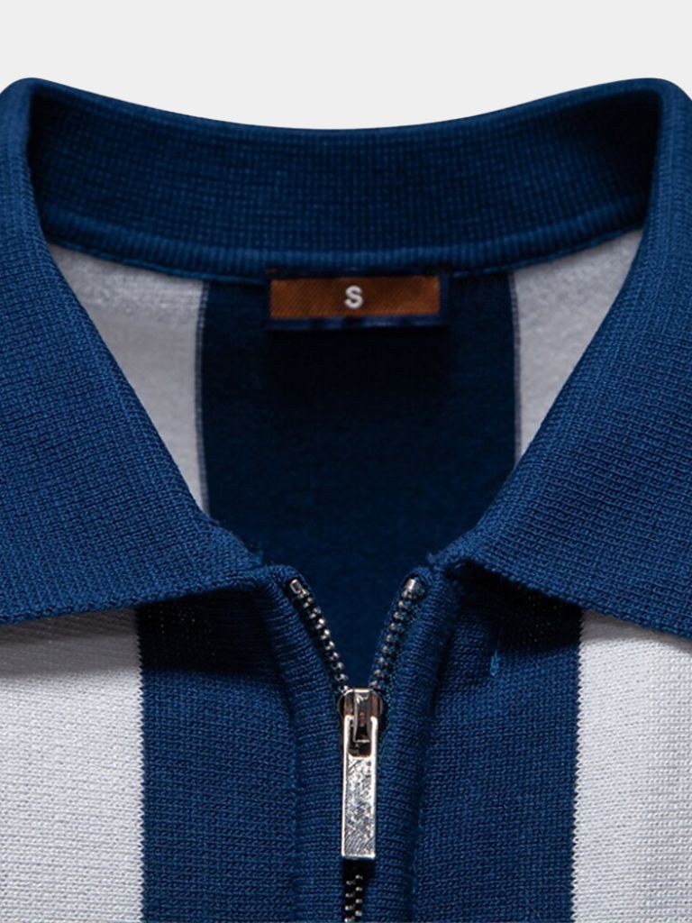 Navy Striped Polo - Alder & Voss