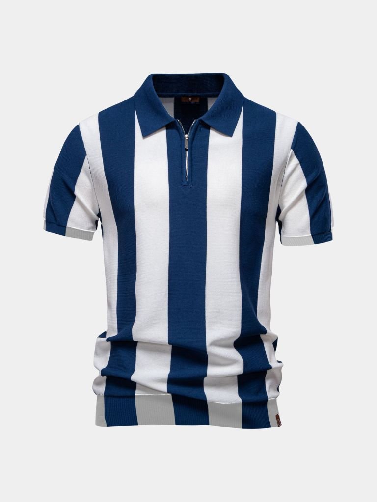Navy Striped Polo - Alder & Voss