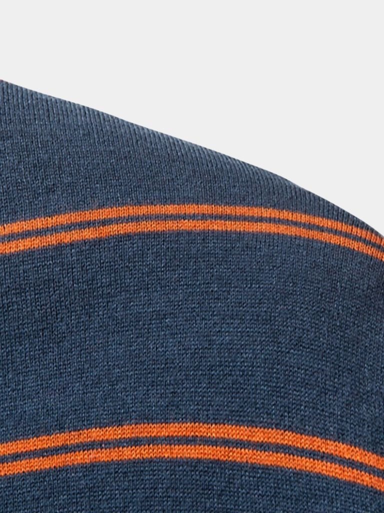 Navy Striped Polo at Sunset - Alder & Voss