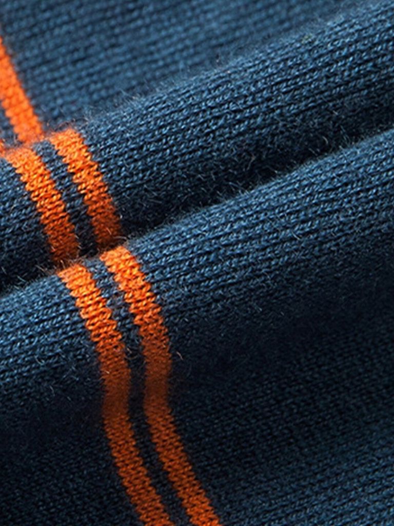 Navy Striped Polo at Sunset - Alder & Voss