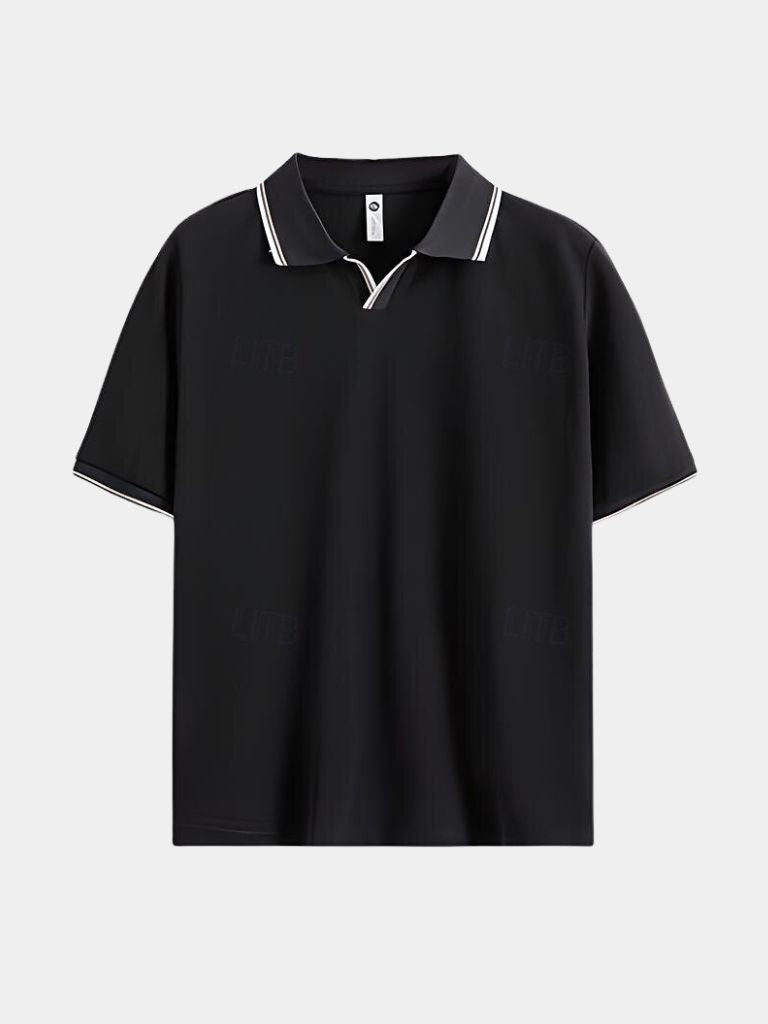 Timeless Black V-Neck Polo - Alder & Voss
