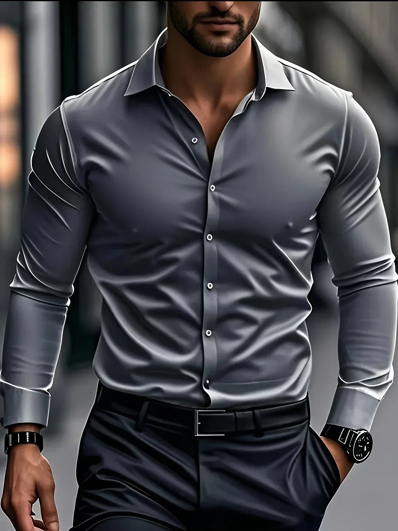 Lenoir™ | Elegant long-sleeve shirt with buttons