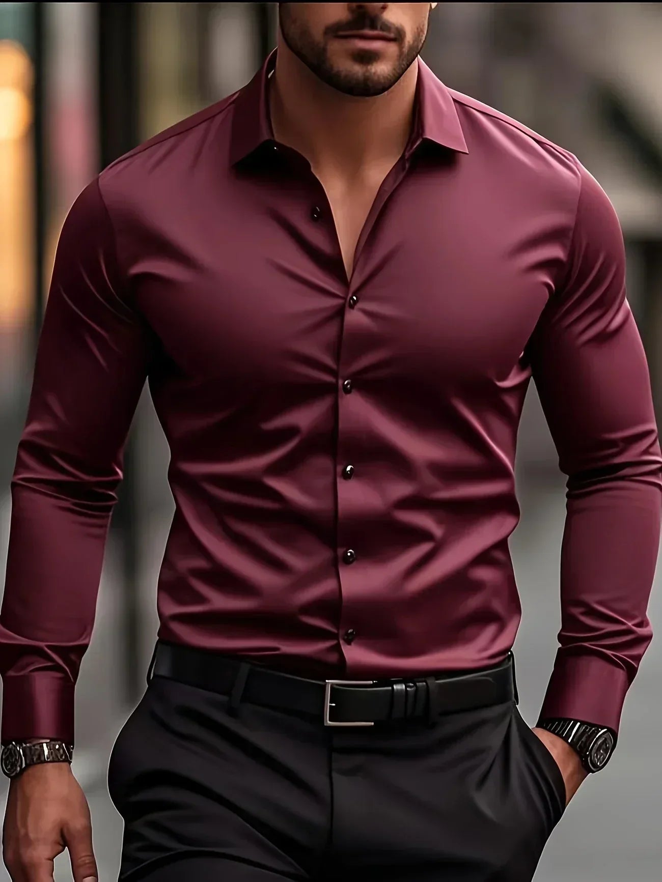 Lenoir™ | Elegant long-sleeve shirt with buttons