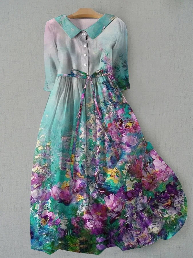 Tessa - Floral dress with waist ties for women