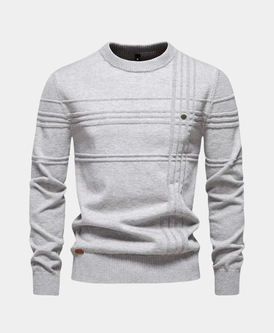 Knitted Striped Cotton Sweater - Alder & Voss