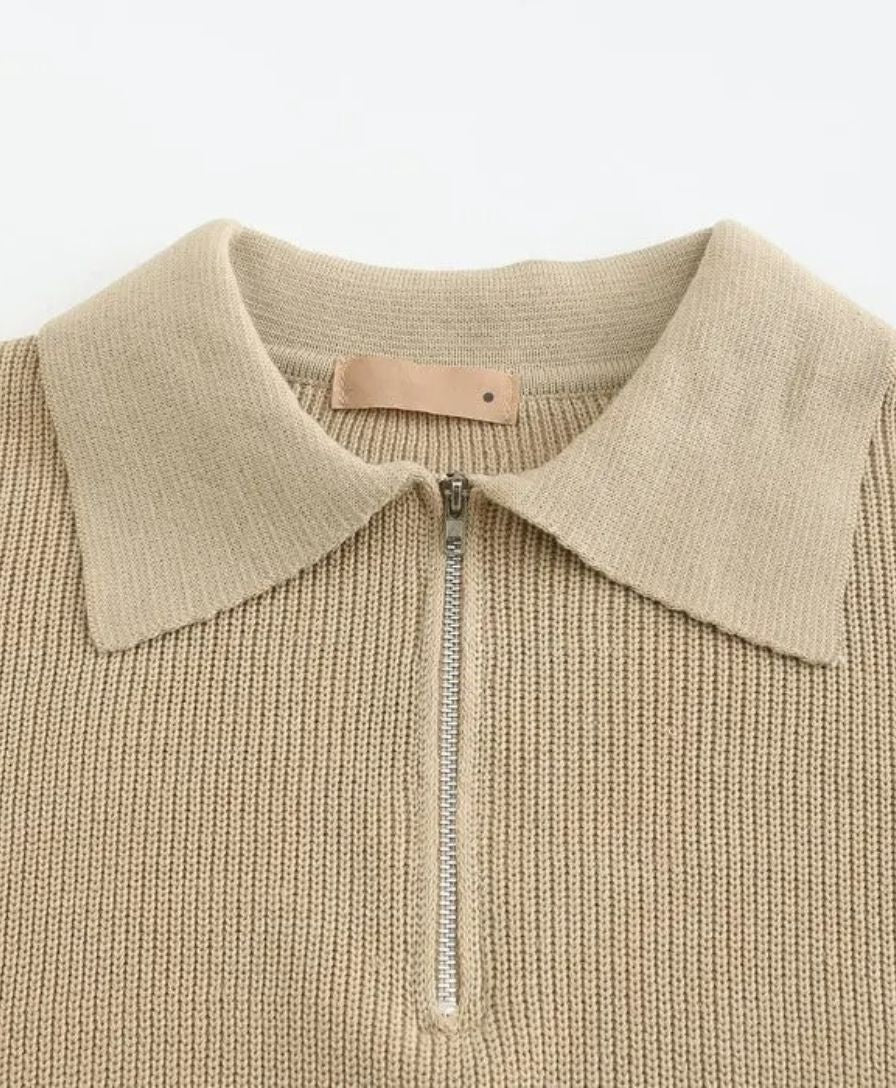 Essential Sweater with Zipped Polo - Alder & Voss