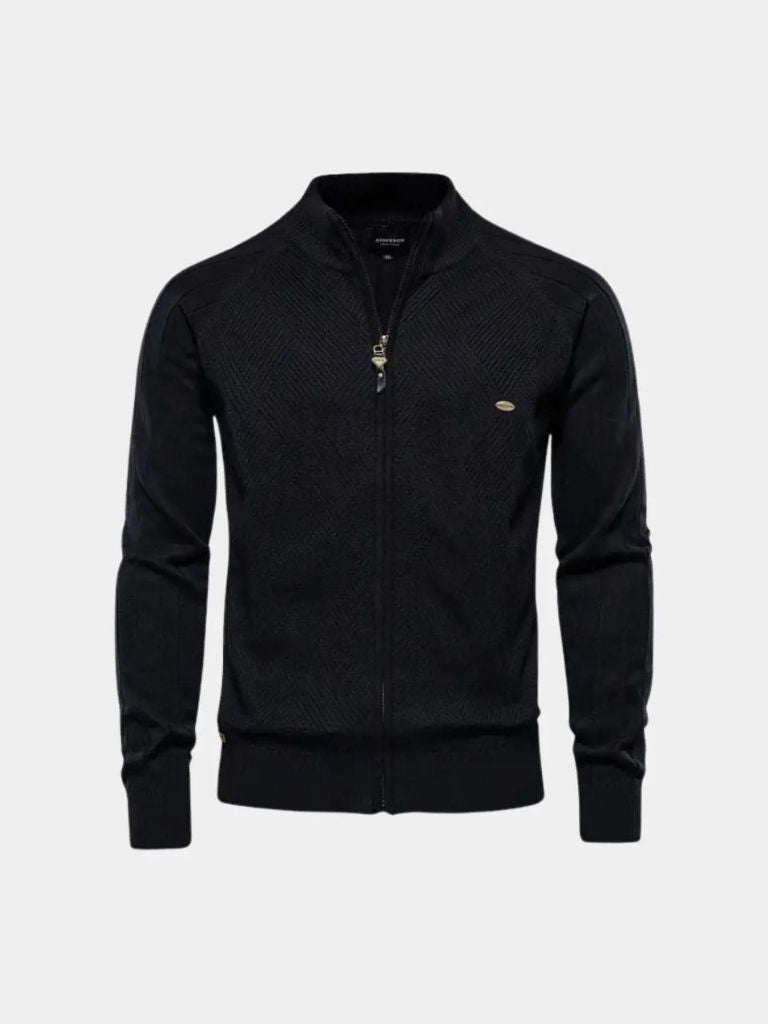 Simple Jacquard Zip Sweater - Alder & Voss