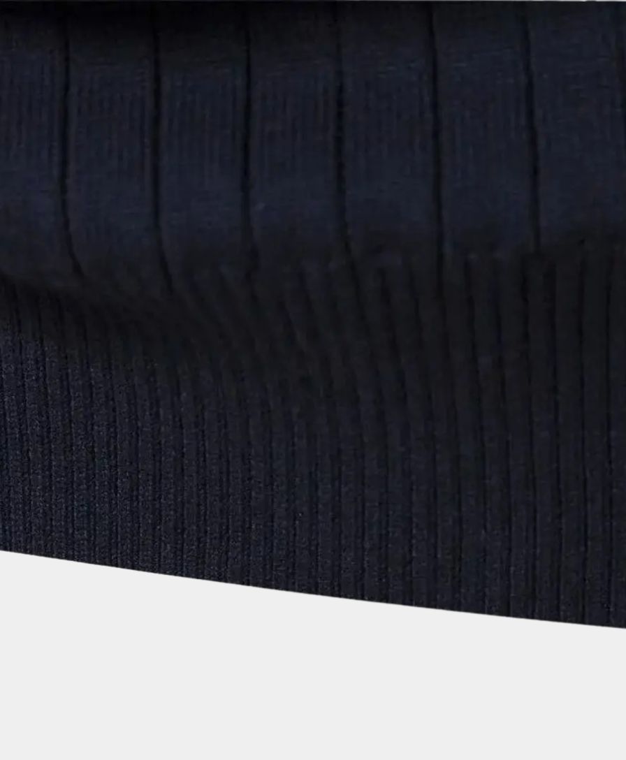 Cotton Pullover with Vertical Stripes and Half-Zip - Alder & Voss