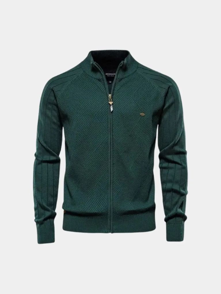 Simple Jacquard Zip Sweater - Alder & Voss