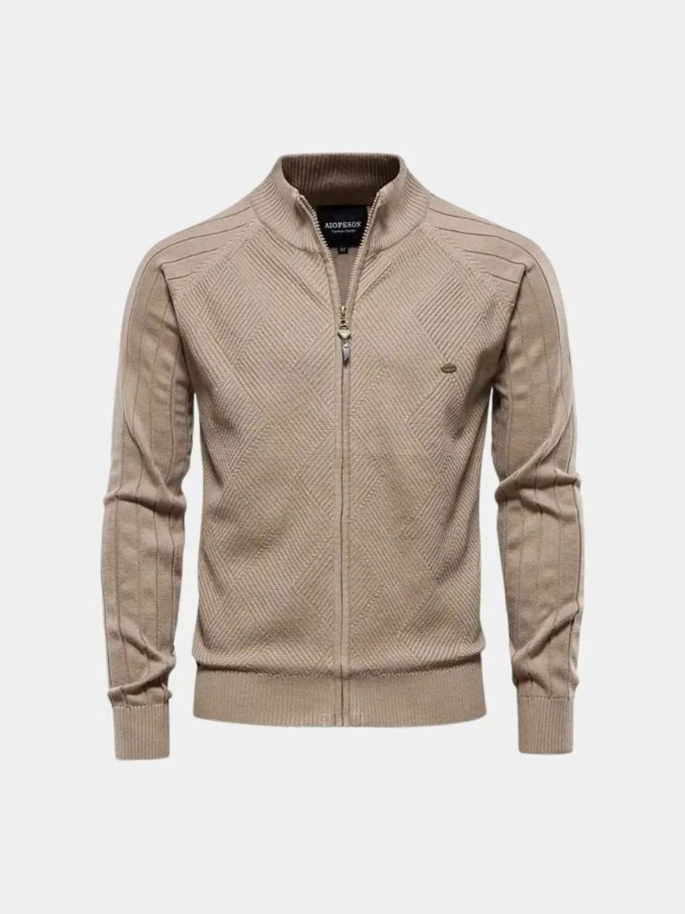 Simple Jacquard Zip Sweater - Alder & Voss