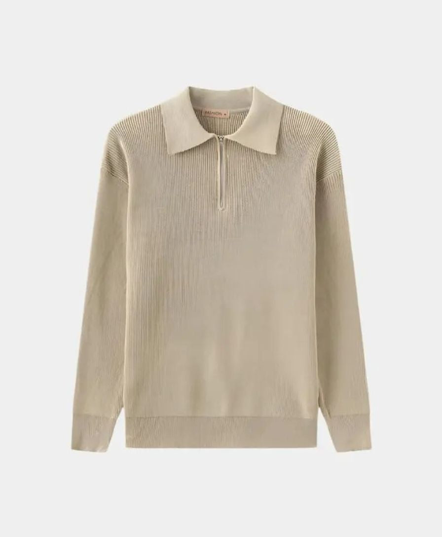 Essential Sweater with Zipped Polo - Alder & Voss