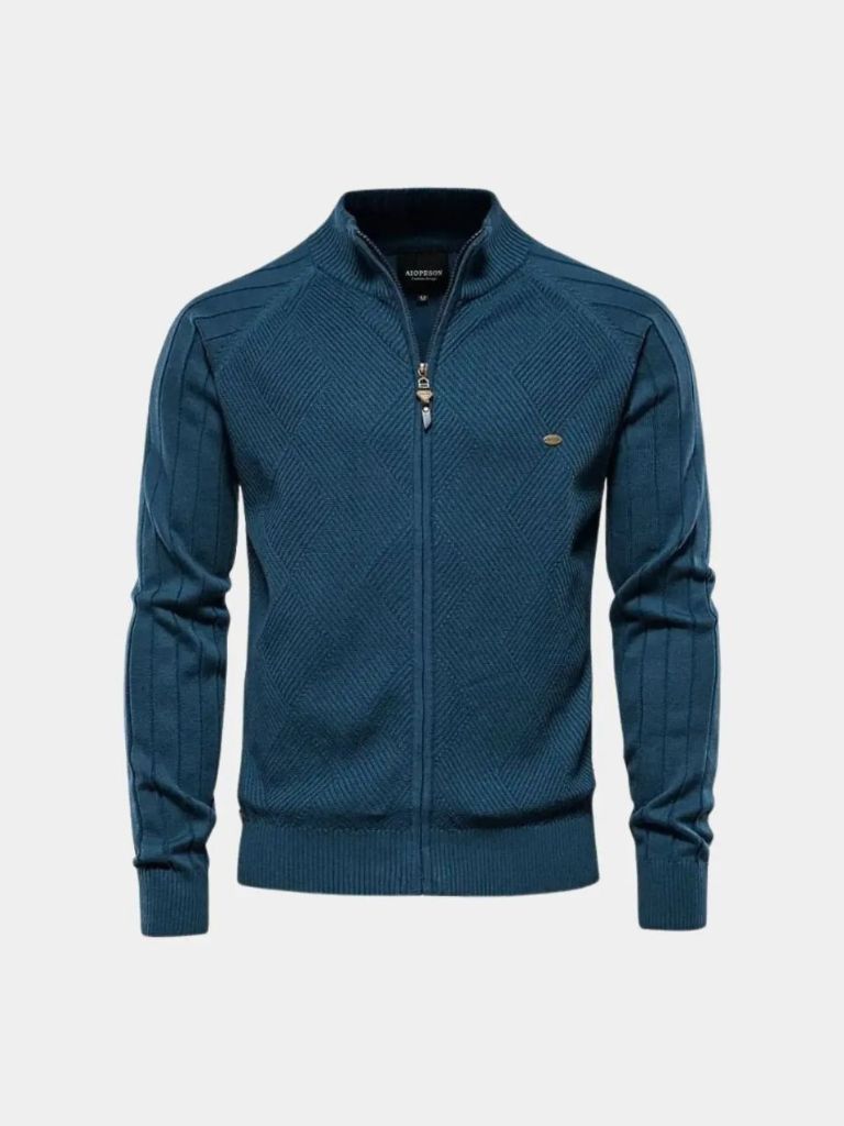 Simple Jacquard Zip Sweater - Alder & Voss