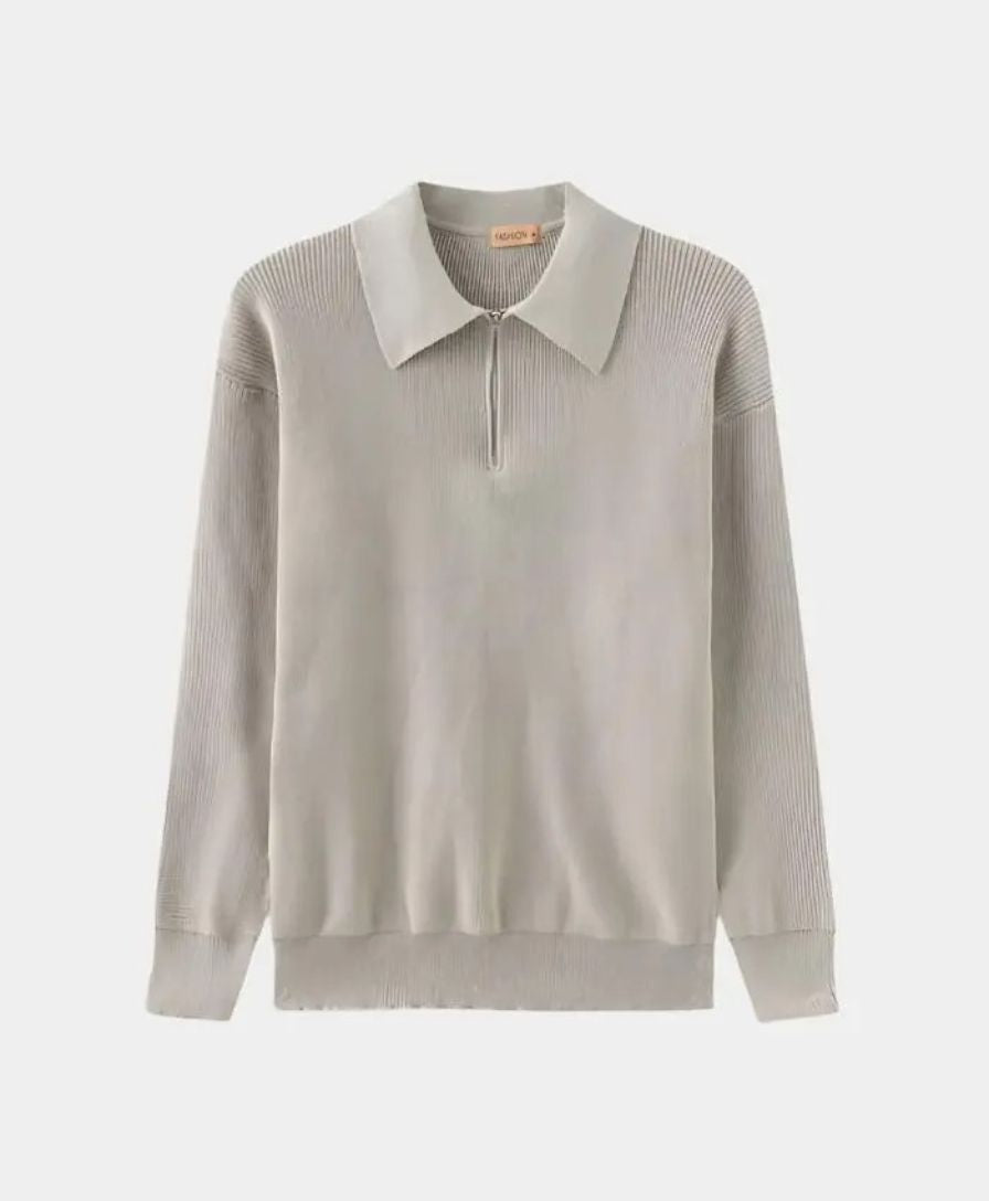 Essential Sweater with Zipped Polo - Alder & Voss