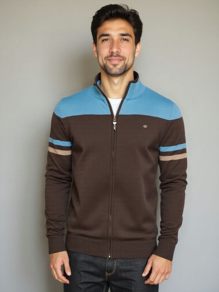 Zipped Cardigan with High Collar - Alder & Voss