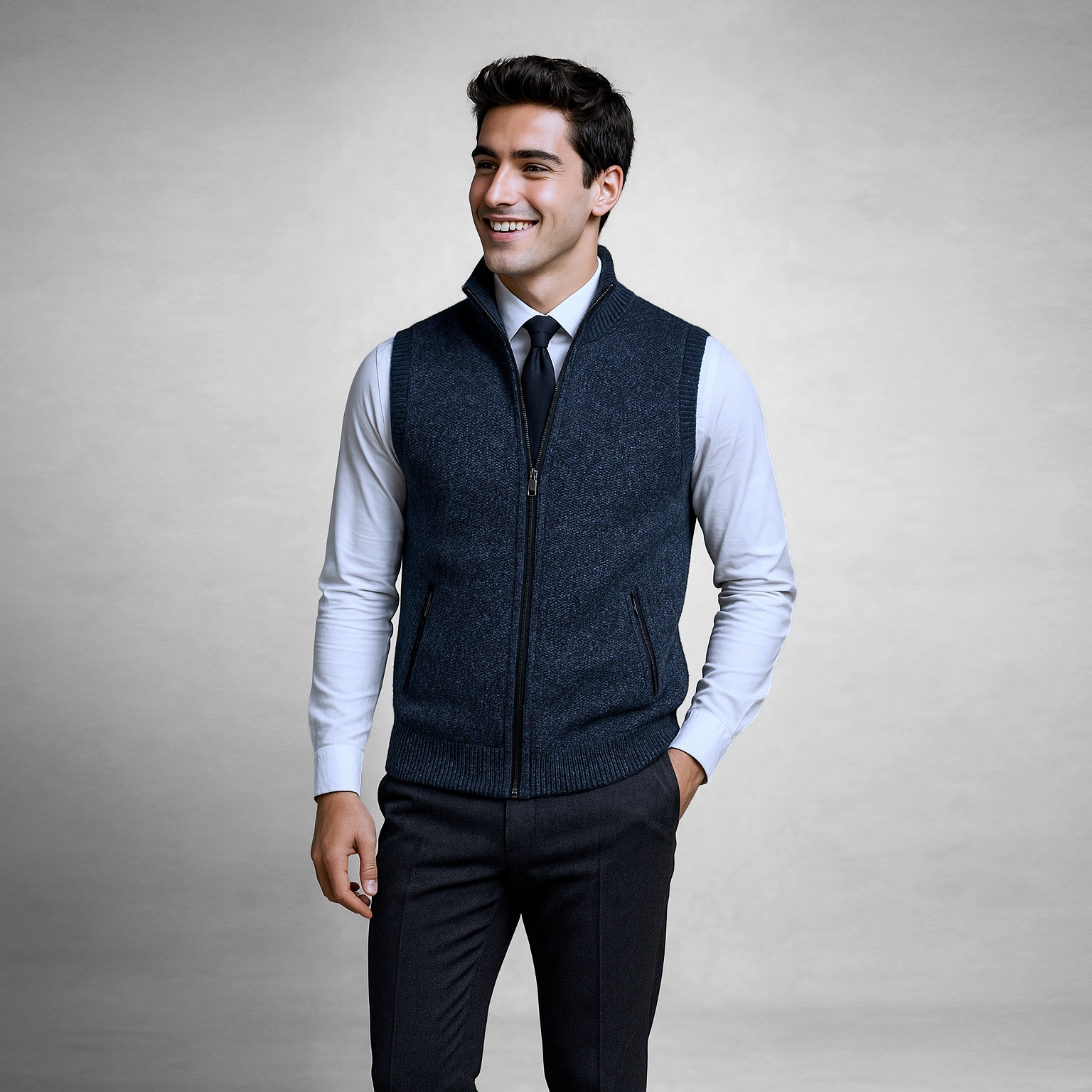 The Levan Knit Vest | Full-Zip Knit Vest