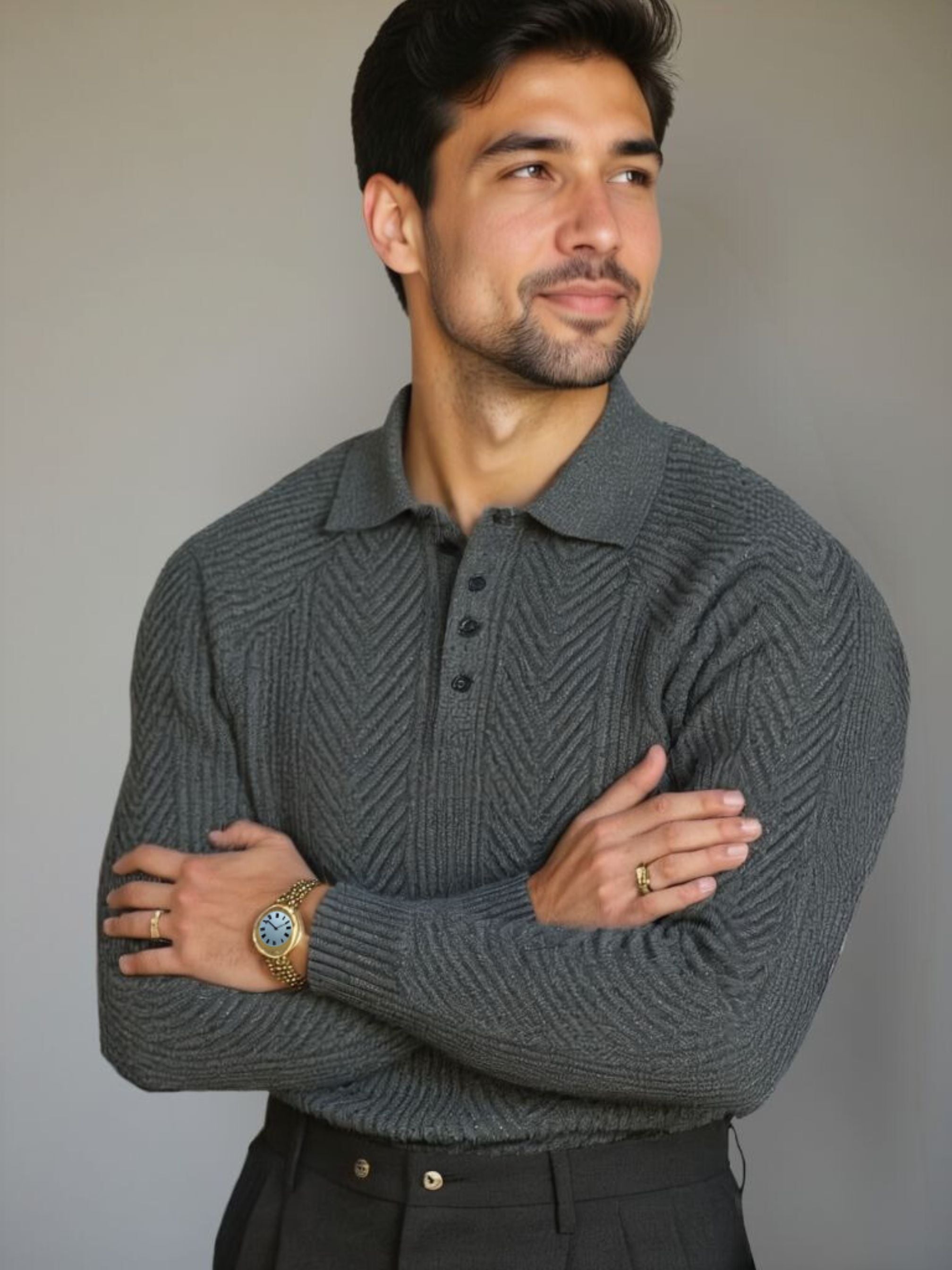 Long Sleeve Polo Sweater - Alder & Voss