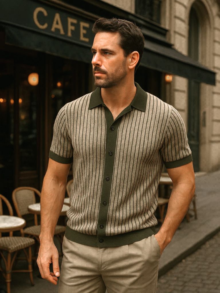 Striped Knit Polo - Alder & Voss