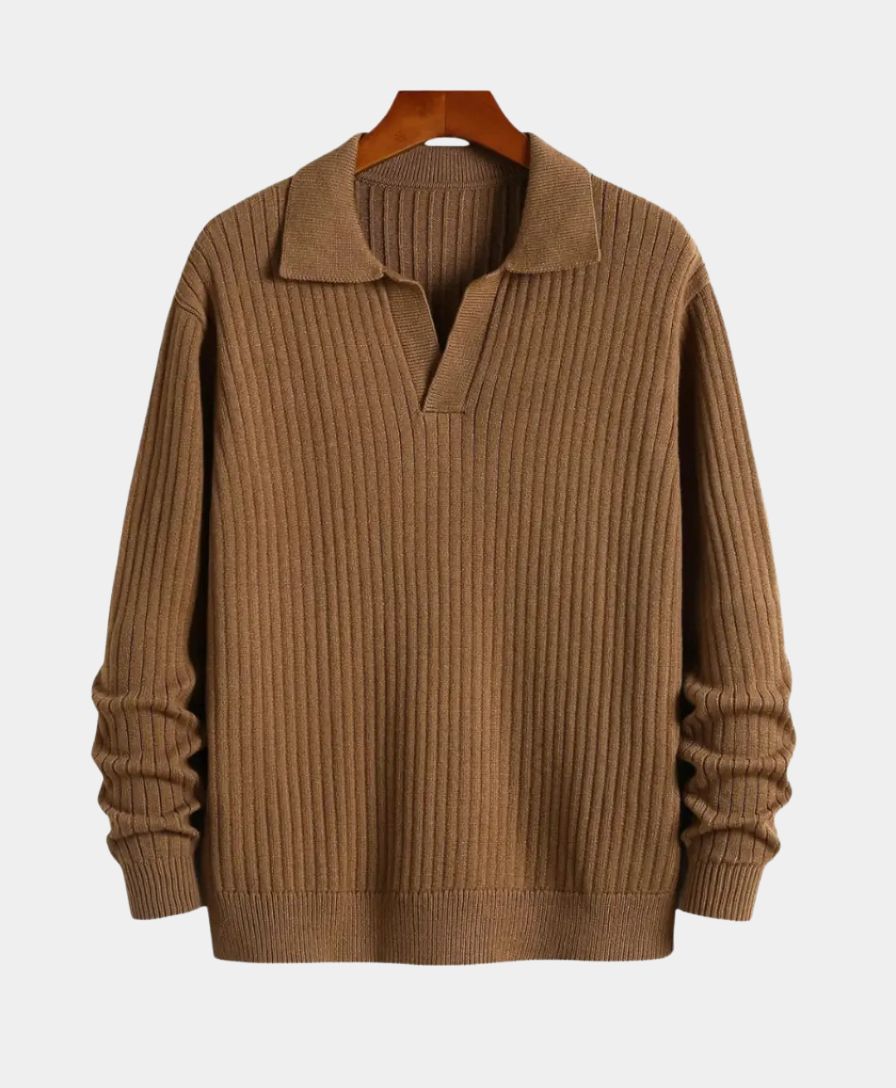 Polyester Sweater with V-Neck - Alder & Voss