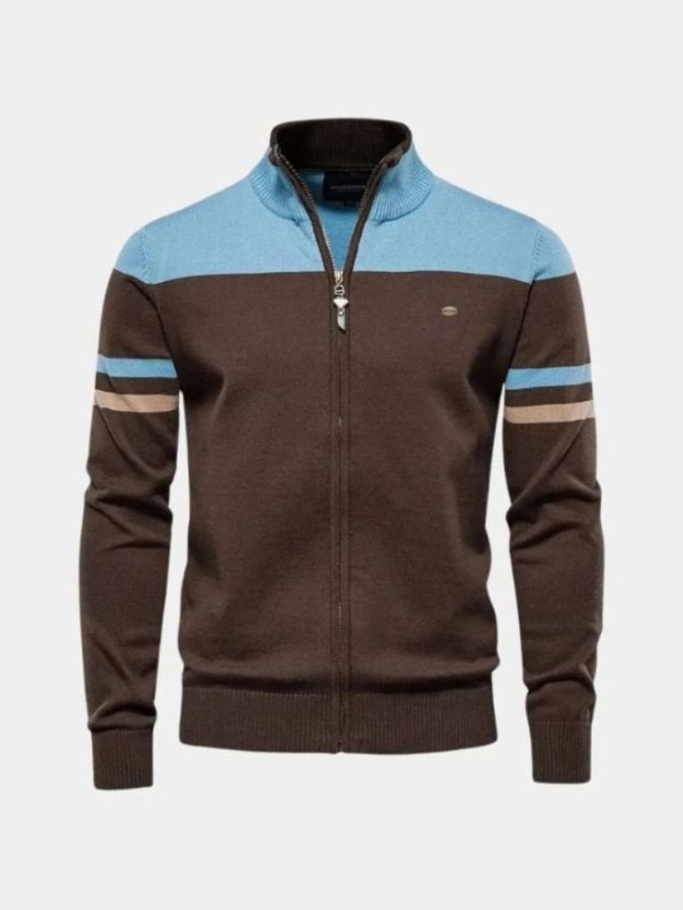 Cardigan Sweater Zipper Standing Collar Knitwear - Alder & Voss