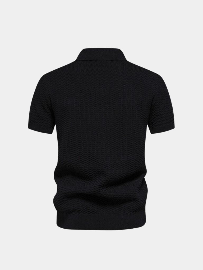 Classic Fitted Polo with Zip Collar and Short Sleeves - Alder & Voss