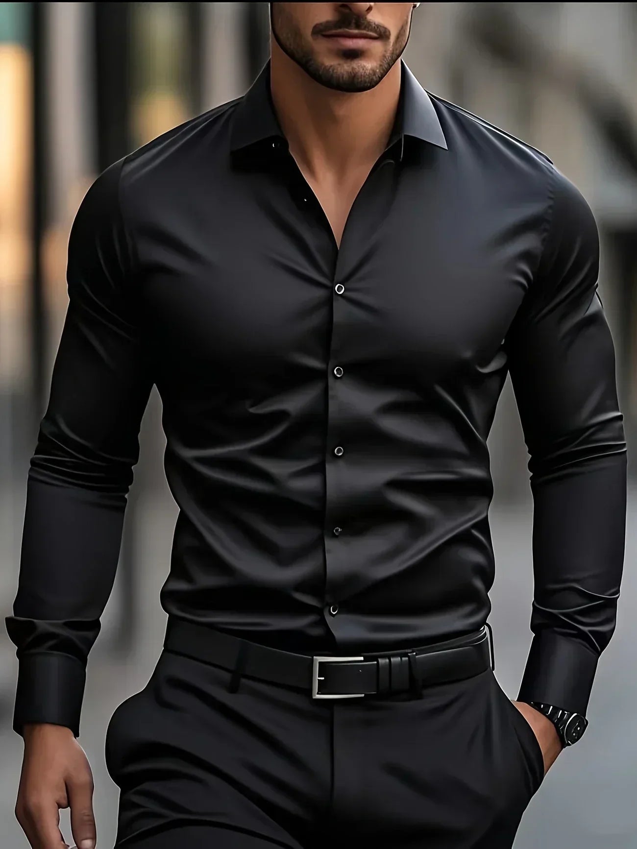 Lenoir™ | Elegant long-sleeve shirt with buttons