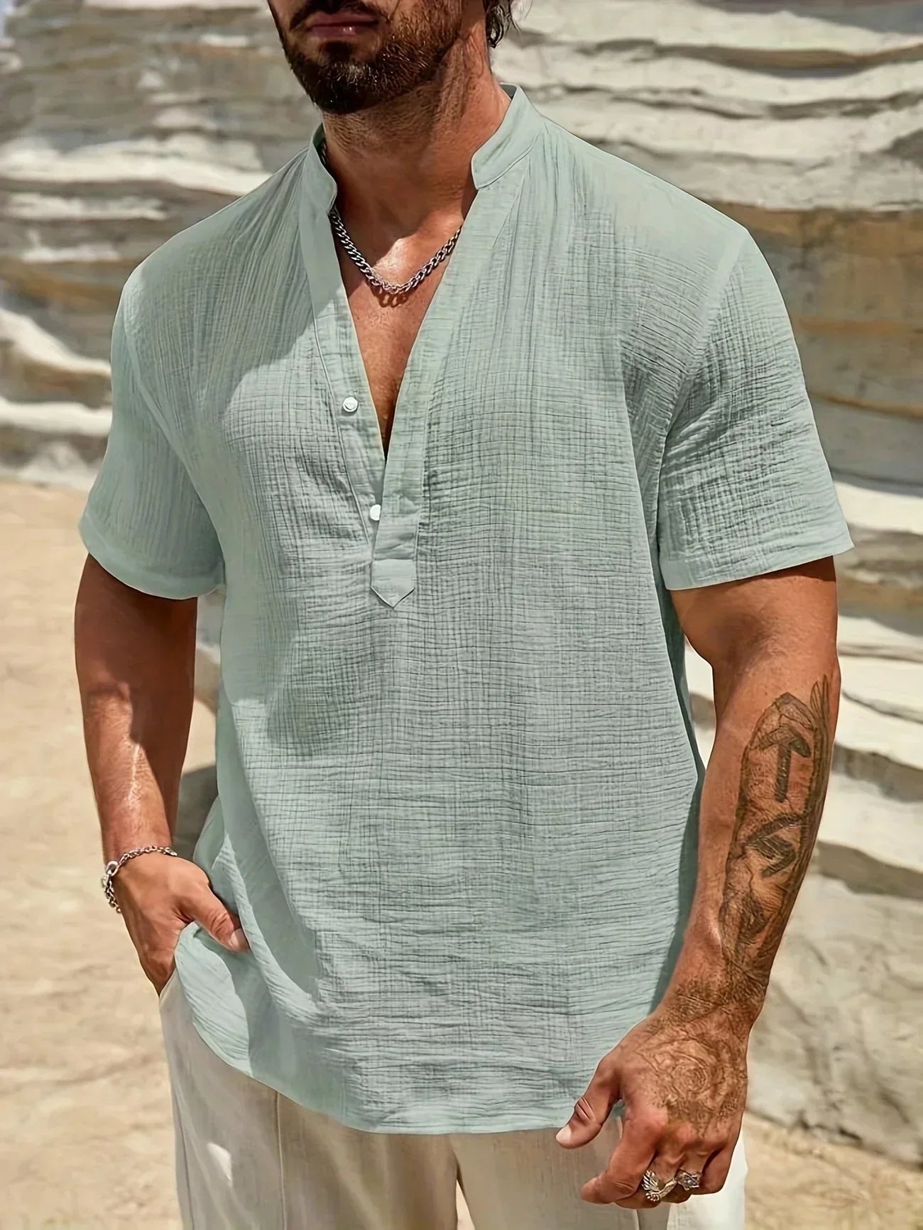 Lenoir™ | Elegant Summer Shirt with High Collar