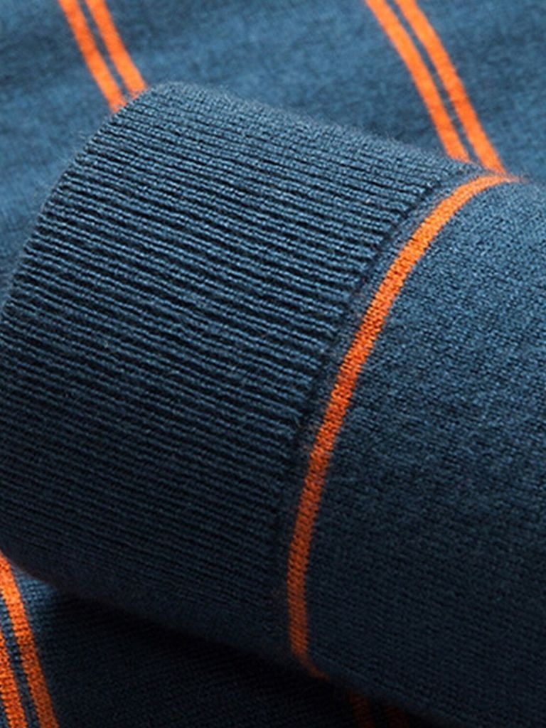 Navy Striped Polo at Sunset - Alder & Voss