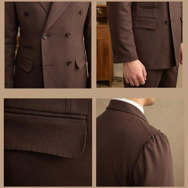 Dark Brown Gabardine Suit (Jacket + Pants)